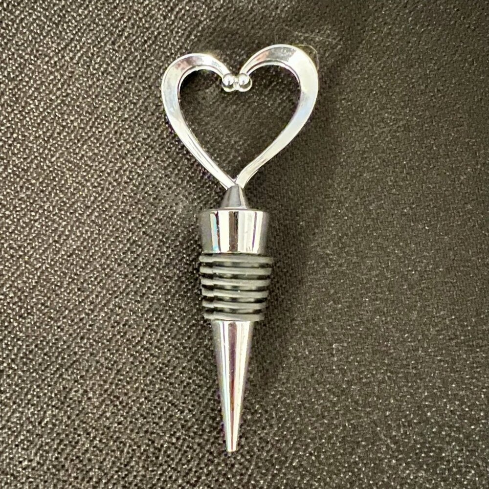 Metal Heart Wine Stopper - For Love or Weddings